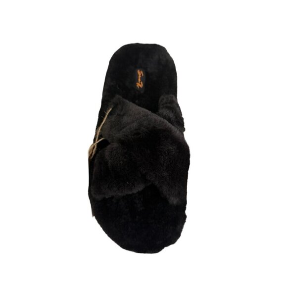 Seven7 Slippers Black Faux Fur Slides Size 10 Memory Foam NIB - Picture 4 of 9